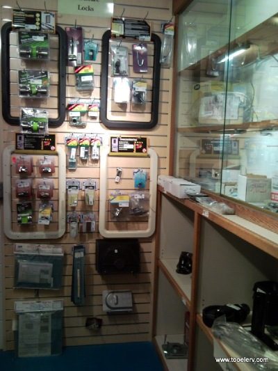 RV plumbing and fresh-water fittings in the parts department