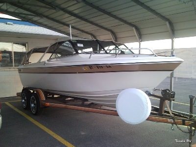 Exterior sidewall and trim detail on a serviced recreational vehicle